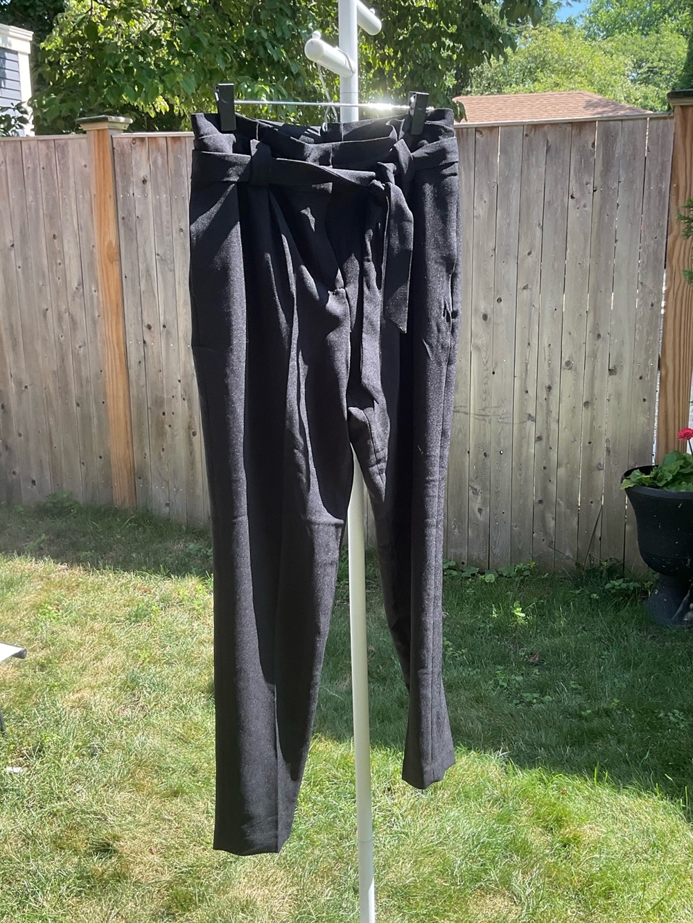 Calvin Klein Black Tie-Waist Dress Pants